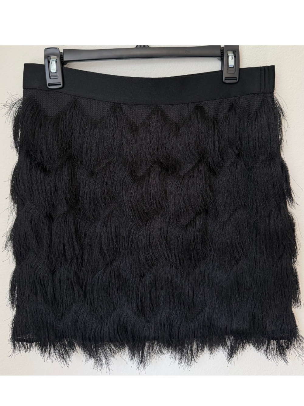 Max Studio London Black Tiered Fringe Skirt